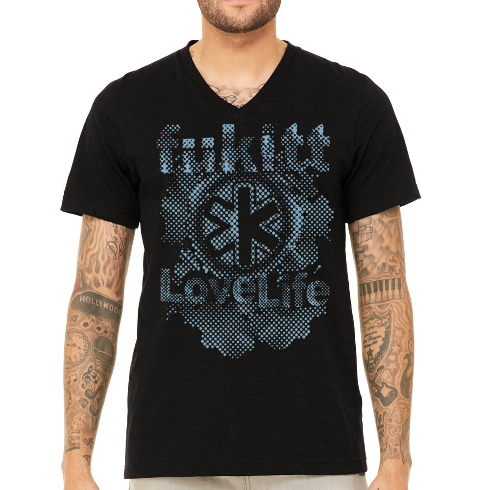 Fukitt Clothing | Halftone Design Jersey Short-Sleeve V-Neck T-Shirt
