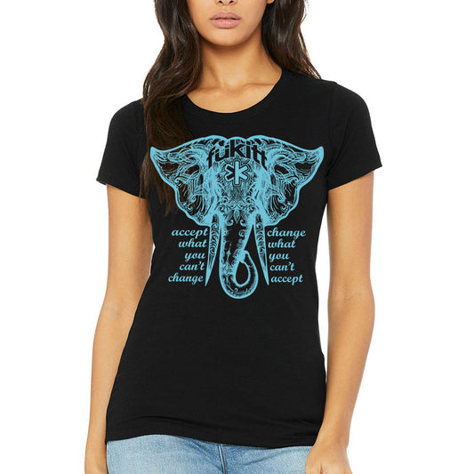 Fukitt Clothing | Accelephant Design on Ladies' Black Triblend T-Shirt