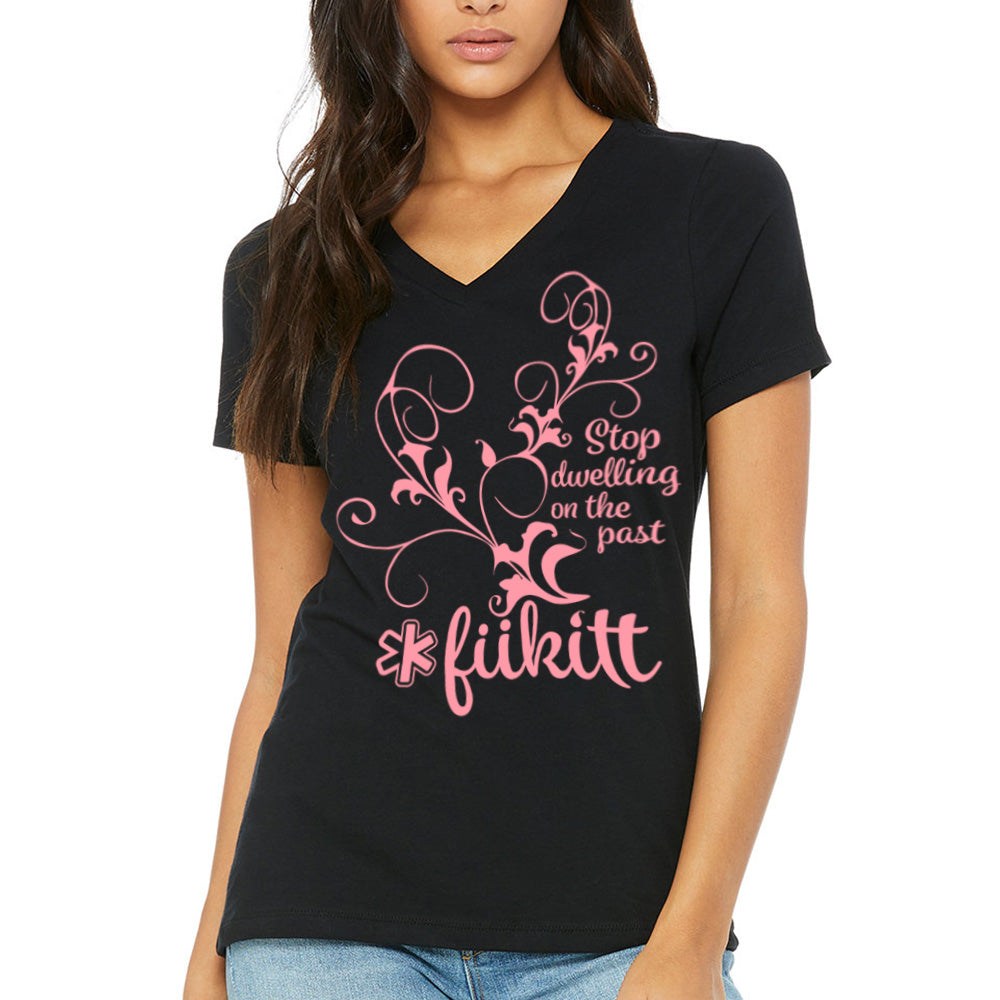 Fukitt Clothing | Dwelling Design on Women's Black V-Neck T-Shirt