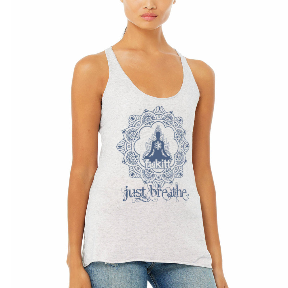 Fukitt Clothing | Meditation Design on Ladies Triblend Racerback Tank