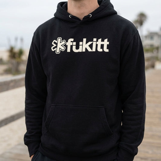 Fükitt Horizontally hoodie in black, worn