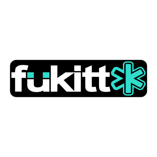 Fükitt sticker, white and teal, motivational, inspirational