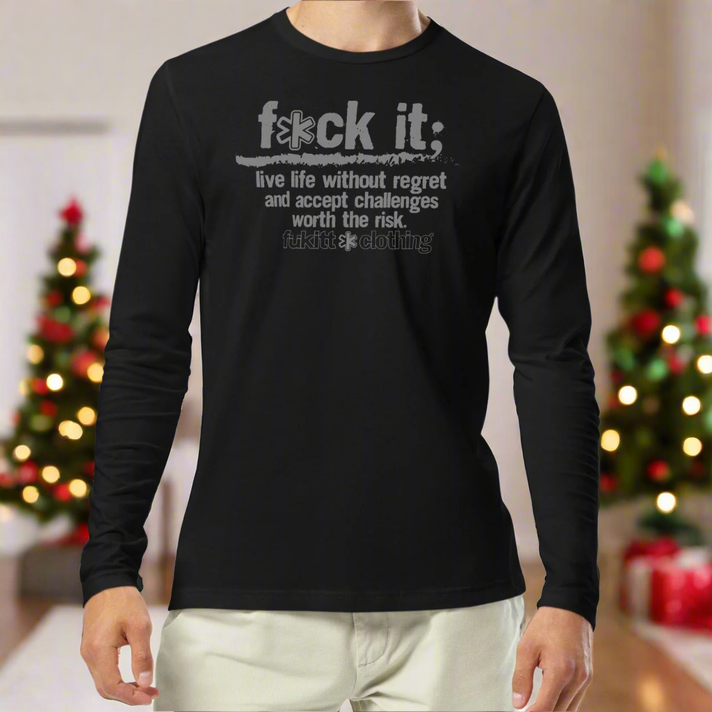 F*ck It Fitted Black Long Sleeve Tee 3601